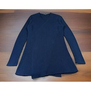 Eileen Fisher Womens SMALL Cardigan Sweater Open Front Silk Cotton Blend Navy
